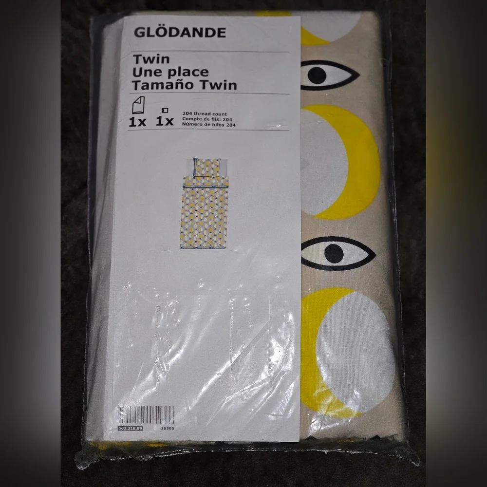 IKEA Glödande Twin Size Duvet And Pillowcase Set Cotton / Lyocell Eye Moon